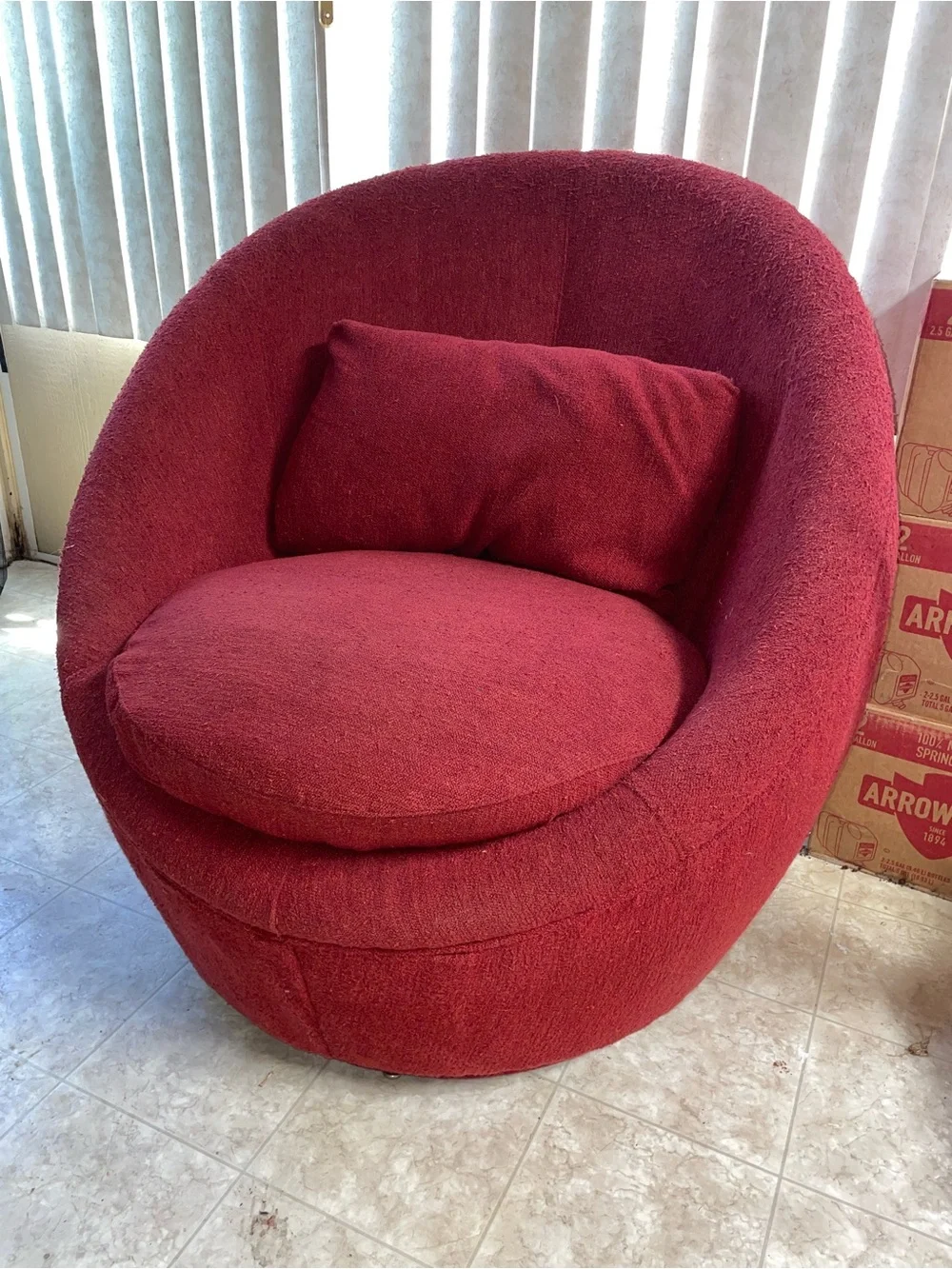 Thayer Coggin Milo Baughman Good Egg Swivel Chairs PAIR IN WINE